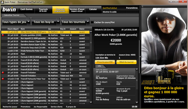 comment s'inscrire sur bwin poker