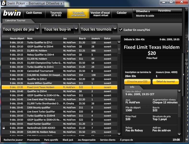 comment s'inscrire a un tournoi de poker sur bwin