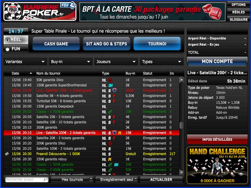Poker barriere