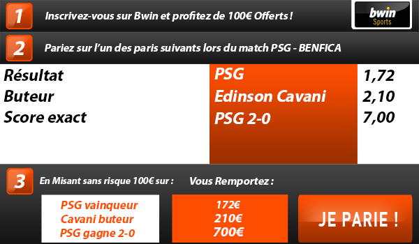 Pronostic PSG Benfica : Gagnez de 172€ à 700€ !