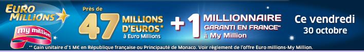 Euro Millions : 47 millions à gagner ce vendredi 30 octobre ET dernier tirage pour profiter du bonus de 20€ !