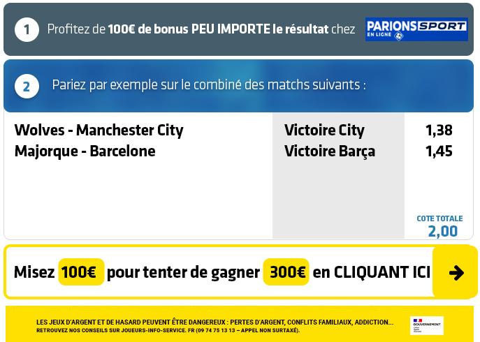 parionssport en ligne 100 euros offerts