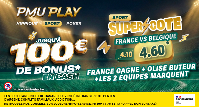 Super Cote⚡PMU PLAY Sport : La cote du pari "France gagne + Olise buteur + Les 2 équipes marquent" passe à 4,60 !