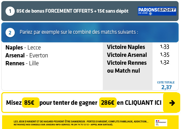 parionssport en ligne 100 euros offerts