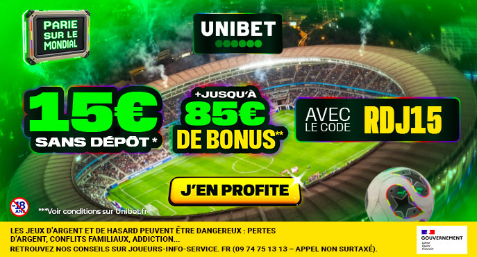 Unibet 15 euros sans depot