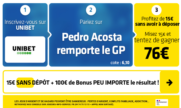 Pronostic Moto GP Grand Prix d'Indonésie - 11/10/2026 - Avec 15€ totalement GRATUITS pour parier !