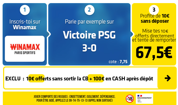 Pronostic PSG OL : Profitez de 10€ sans sortir la CB + 100€ en CASH pour miser sur le choc de Ligue 1 ce dimanche soir !