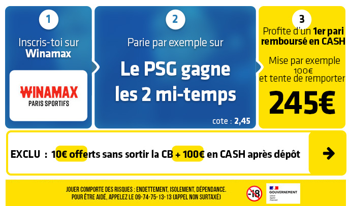Pronostic PSG OL : Profitez de 10€ sans sortir la CB + 100€ en CASH pour miser sur le choc de Ligue 1 ce dimanche soir !