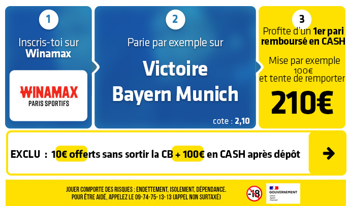 Pronostic Real Bayern : 10€ sans déposer d'argent pour miser SANS RISQUE sur le choc de C1 de ce mardi !