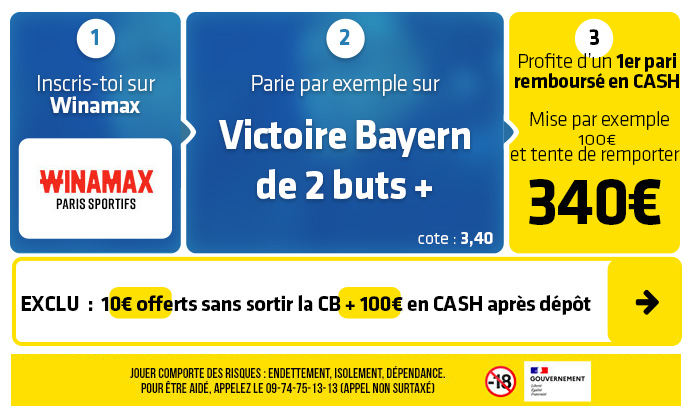 Pronostic Real Bayern : 10€ sans déposer d'argent pour miser SANS RISQUE sur le choc de C1 de ce mardi !