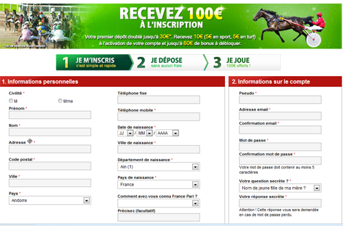 inscription france pari turf