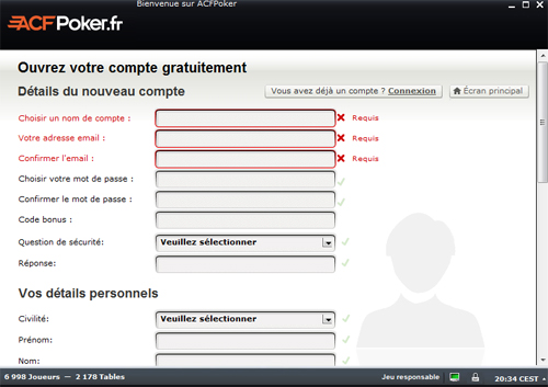 inscription ACF Poker