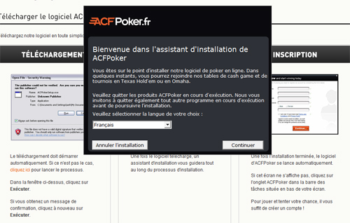 inscription ACF Poker